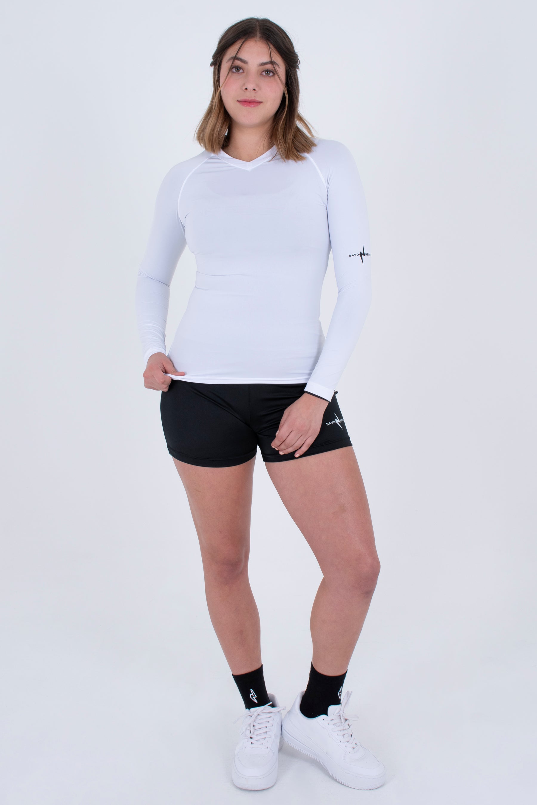 RayoNegro_BodyMangaLargaParaMujer_BodyDeMangaLarga_RopaDeFutbolAmericano_BodyMangaLargaFootball_BodyDeportivoParaMujer_BodyBlancoDeportivoMangaLargaFemenil_BodyMangaLargaFemenil