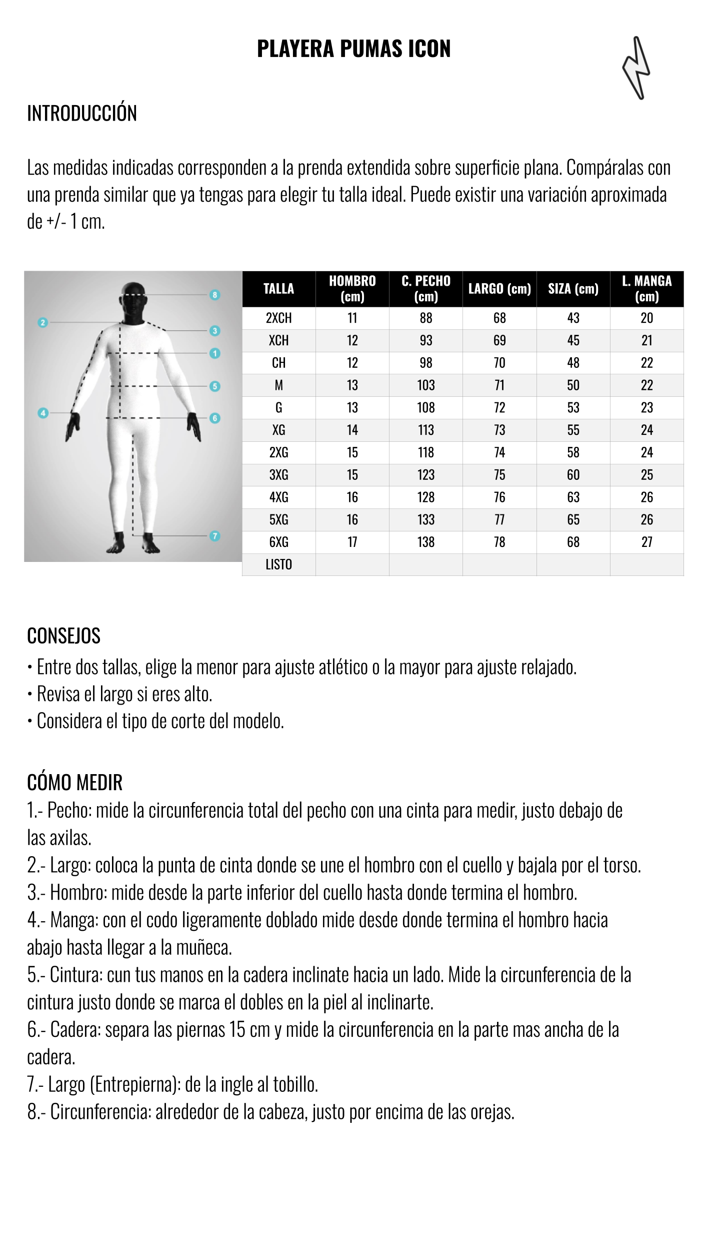 Guía de tallas