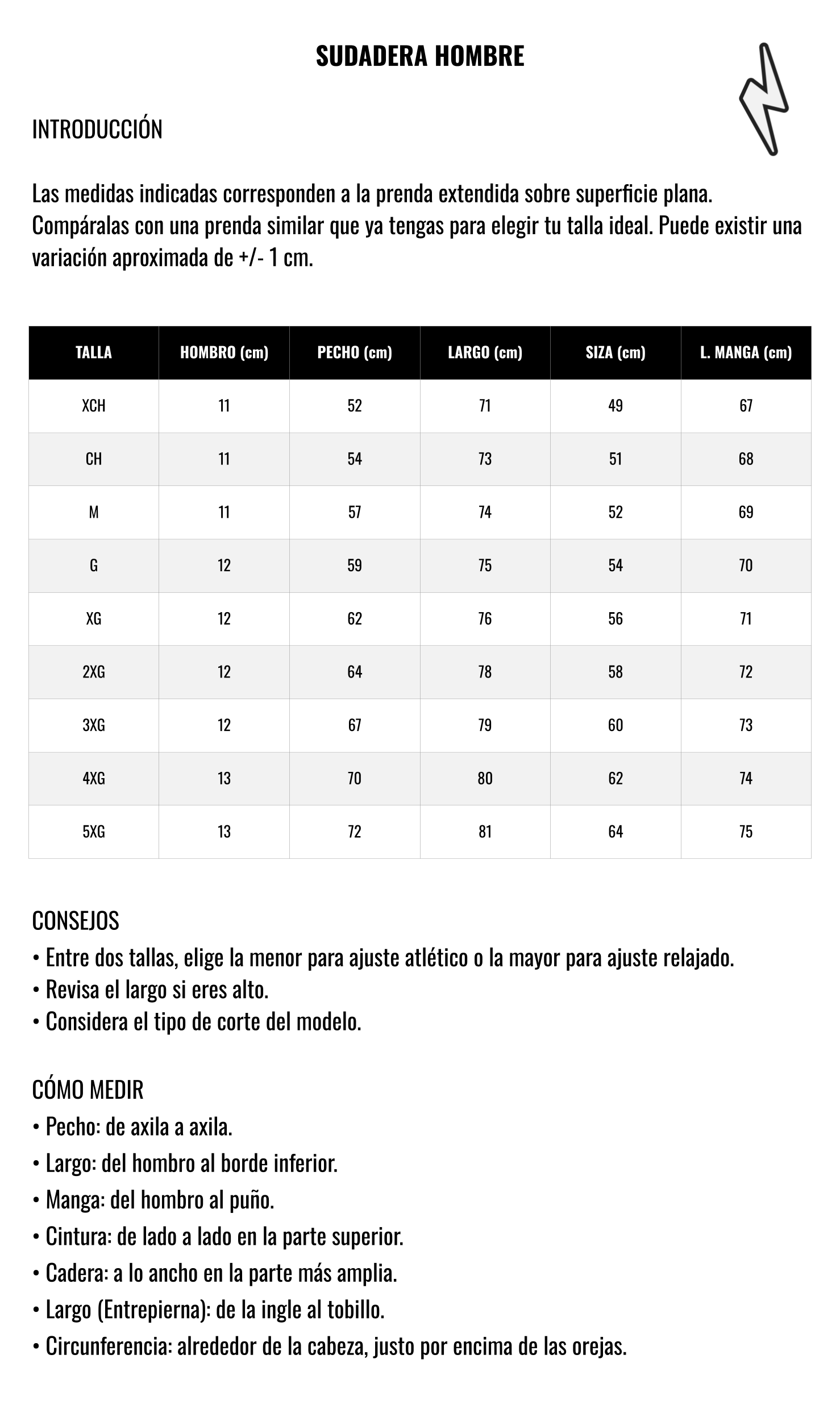 Guía de tallas